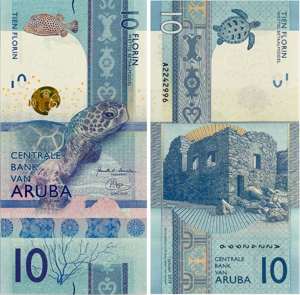 Aruba 10 Florins 2019 P-New Unc