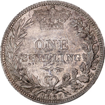 Victoria, 1885 Young Head Shilling Unc_rev