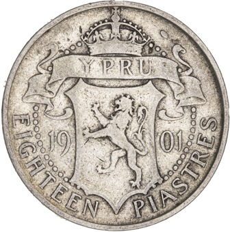 Cyprus, Victoria, 18 piastres 1901 Fine_rev