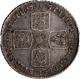 George II_Shilling_1758_Extremely_Fine_rev
