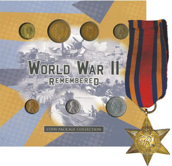 World War II (1939-1945) Remembered - Coins, Stamps and Banknote Set + Burma Star