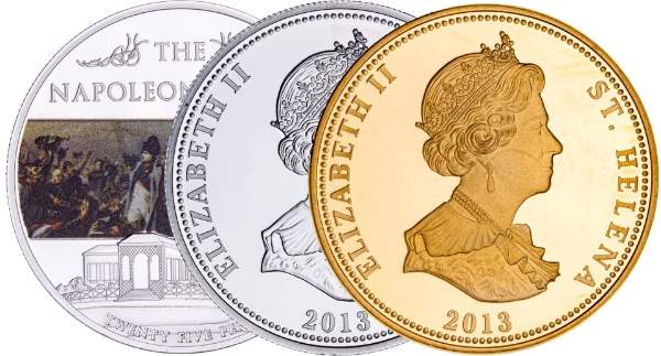 St Helena, Napoleonic Wars Gold/Silver Plated Coins