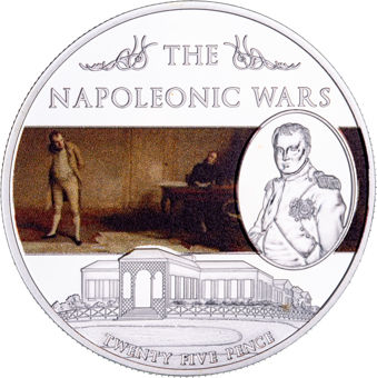 St. Helena, 25 Pence 2013, Napoleon Dictating Accounts (SP)_rev