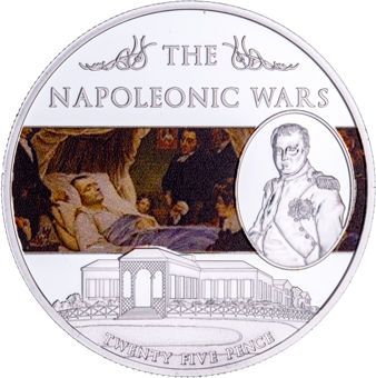 St. Helena, 25 Pence 2013, Napoleon on his death bed (SP)_rev