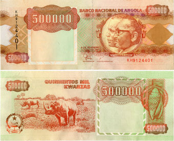 Angola 500,000 Kwanzas 1991 P134/TBB525 Unc