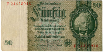 Germany 50 Reichsmarks 1924-33 P180-2 Fine & Better