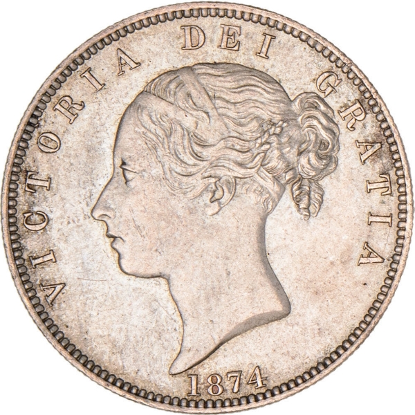 Victoria, Halfcrown (Young Head) 1874 Gem Unc_obv
