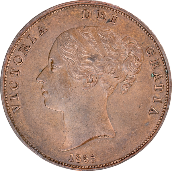 Victoria, Penny (Plain Trident) 1855 really Good Extremely Fine_obv