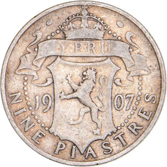 Cyprus, Edward VII, 9 piastres 1907 Fine_rev