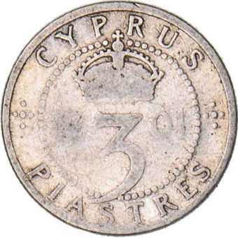 Cyprus, Victoria, 3 Piastres 1901 Fair_rev
