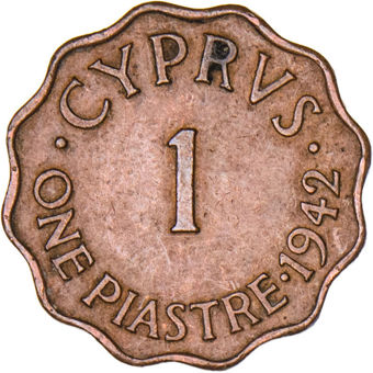 Cyprus, George VI, 1 piastre 1942 Very Fine_rev