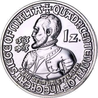 Order of St John, 1 Zecchino silvered CN 1965 restrike_obv