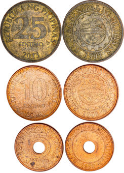 Set of Three Philippines Coins