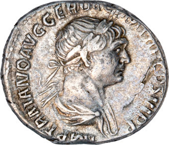  Trajan. A.D. 98-117., Rome - A.D. 113-114. AR Denarius. S P Q R OPTIMO PRINCIPI_obv