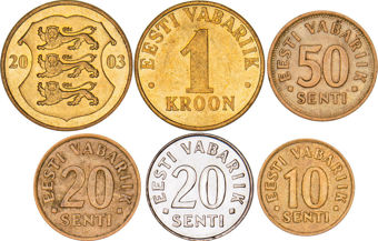 Estonia, 5 Coin Set Before The Euro Brilliant Unc_obv
