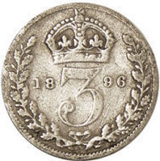 Victoria Old Head 1896 Silver Threepence Fine_rev