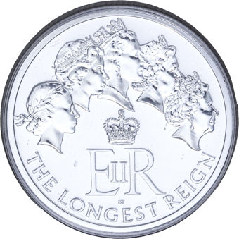Elizabeth II, £20 Fine Silver, 2015 - Longest Reigning Monarch_rev