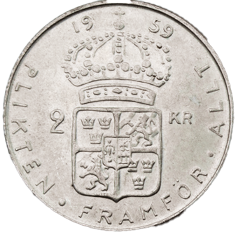 Sweden Gustaf VI 2 Kr Large Head_rev
