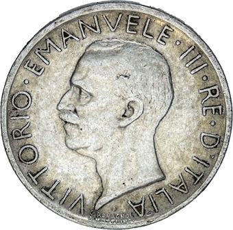 Italy, Silver 5 Lire 1926-36 Very Fine_obv
