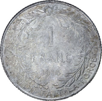 Belgium 1 Franc (1910-18) French Legend VF_rev