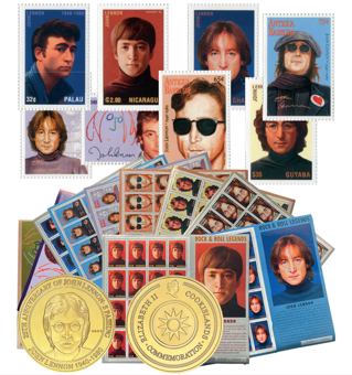 John Lennon Stamp Sheets & Medal_obv