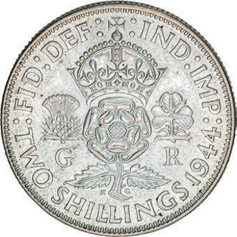 George VI Florin 1944 Uncirculated_rev