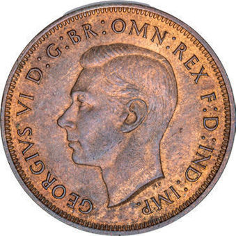 George VI, Penny, 1938, Uncirculated_obv