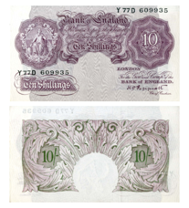 Wartime Mauve 10 shillings A Unc