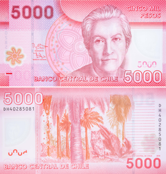 Chile 5000 pesos 2014 Polymer Unc