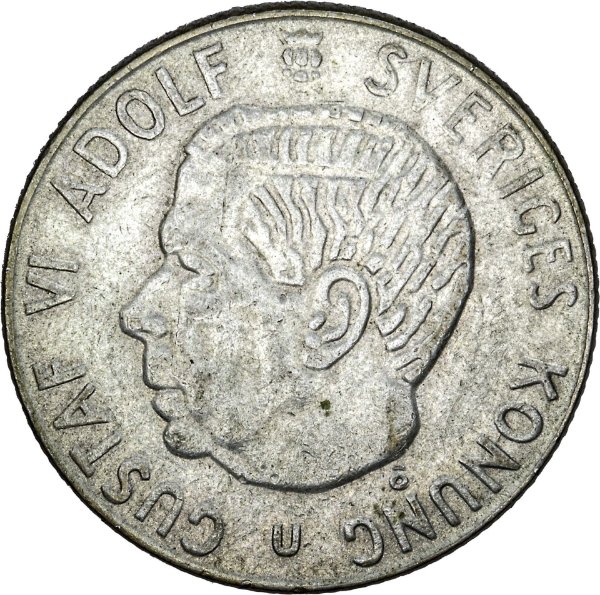 Sweden Gustav VI Silver Krona EF_obv