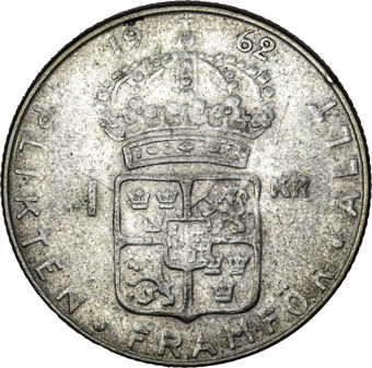 Sweden Gustav VI Silver Krona EF_rev