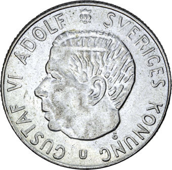 Sweden Gustav VI Silver Krona BU_obv