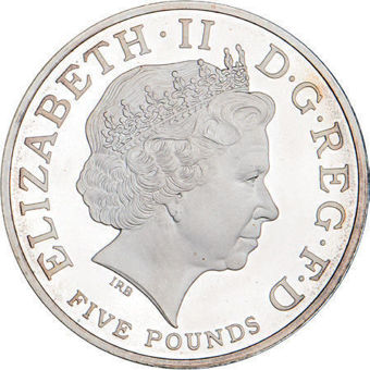 2008 £5, 60th Birthday of Charles Prince of Wales Silver Piedfort Proof_obv