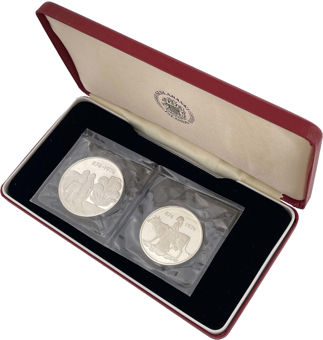 Iceland, 1100th Anniversary, 874-1974, 2 silver Proofs, 500 & 1000 Kronur
