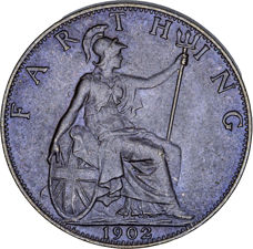 Edward VII Farthing, 1902, Unc_rev