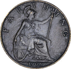 Edward VII Farthing, 1906, EF_rev