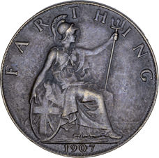 Edward VII Farthing, 1907, EF_rev