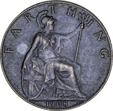 Edward VII Farthing, 1908, Unc_rev