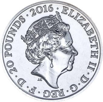 Elizabeth II, £20 Fine Silver, 2016 - Queen's 90th Birthday_obv