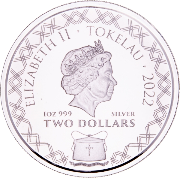 Tokelau Komodo Dragon $2 One Ounce Silver 2022_obv