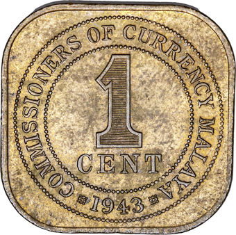 Malaya Wartime 10 Cent 1943 Unc_rev