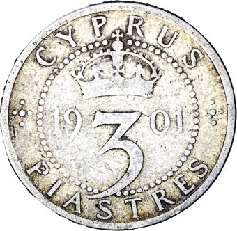 Cyprus, Victoria, 3 Piastres 1901 VG_rev
