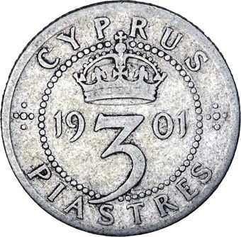 Cyprus, Victoria, 3 Piastres 1901 Fine_rev
