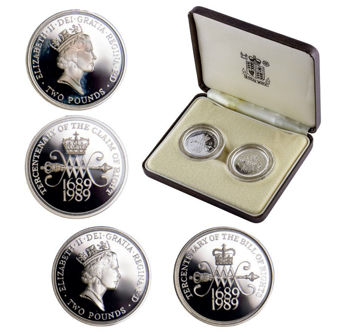 1989 £2, Pair Of Silver Piedfort Proofs For The Claim And Bill Of Rights_main