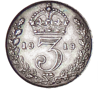 Date Set of George V Sterling Silver Threepences - rev