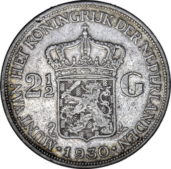 Dutch Silver 2 1/2 Guilder Very Fine_rev