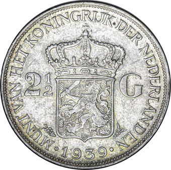 Dutch Silver 2 1/2 Guilder Extremely Fine_rev