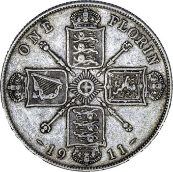 Better Sterling Silver Florins  of George V_rev