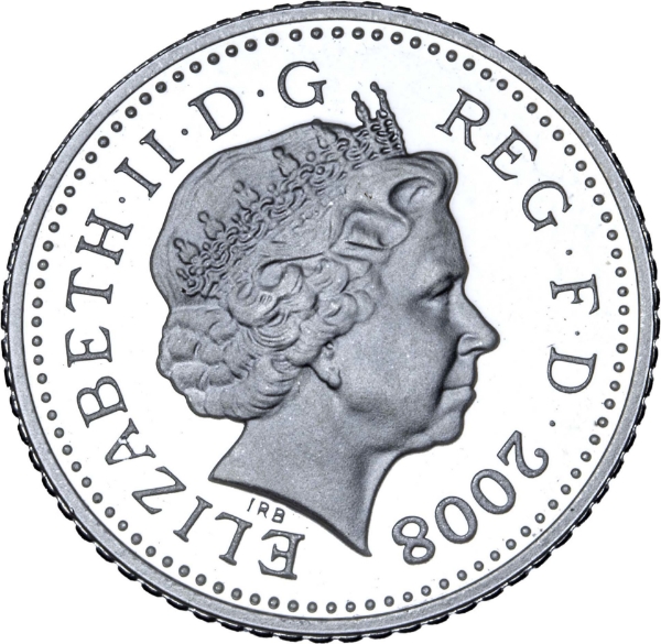 Five Pence, 2008, Thistle Reverse, Silver Proof_obv