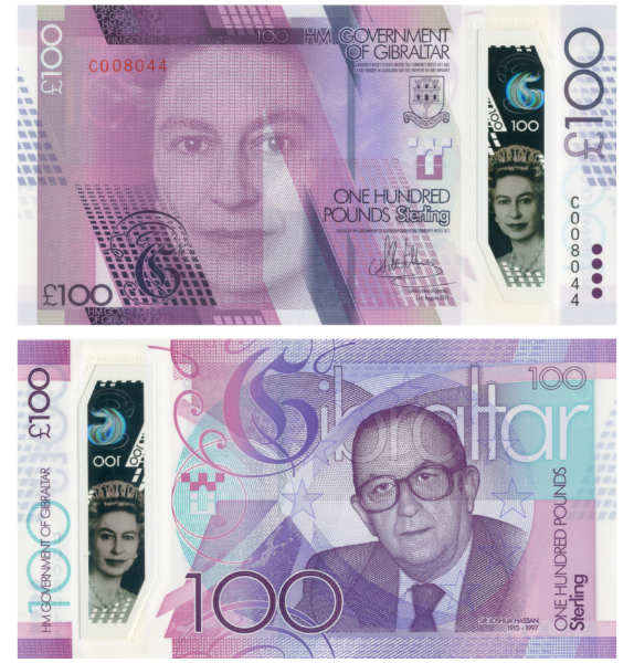 Gibraltar Hassan £100 2015 Polymer Unc